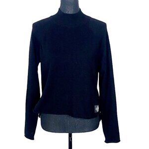 CALVIN KLEIN Women Turtleneck Sweater Size M Black Pullover Long Sleeve 34-4